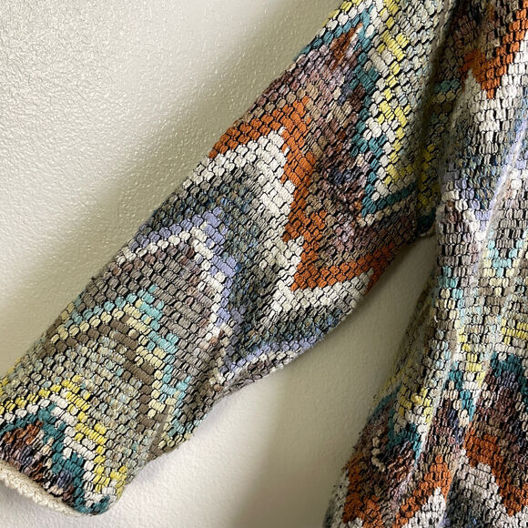 Vtg Allen Wah Colorful Sweater XL Mens Southwest Zig Zag Textured Knit Lined - Picture 5 of 12